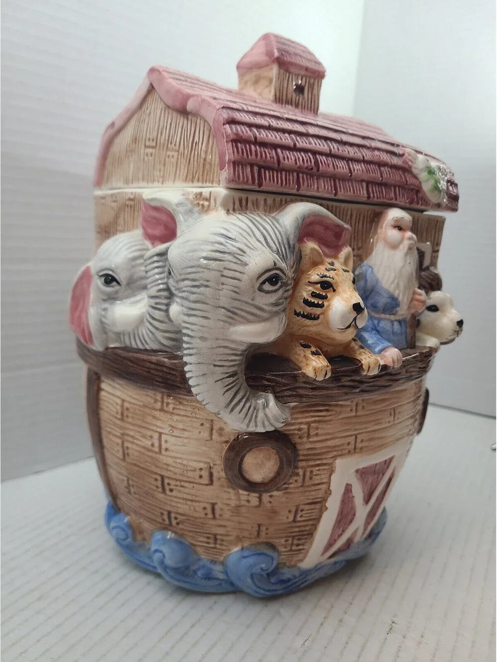 Noah's Ark Vigor Ceramics Cookie Jar w/ Lid Vintage 1980s EUC